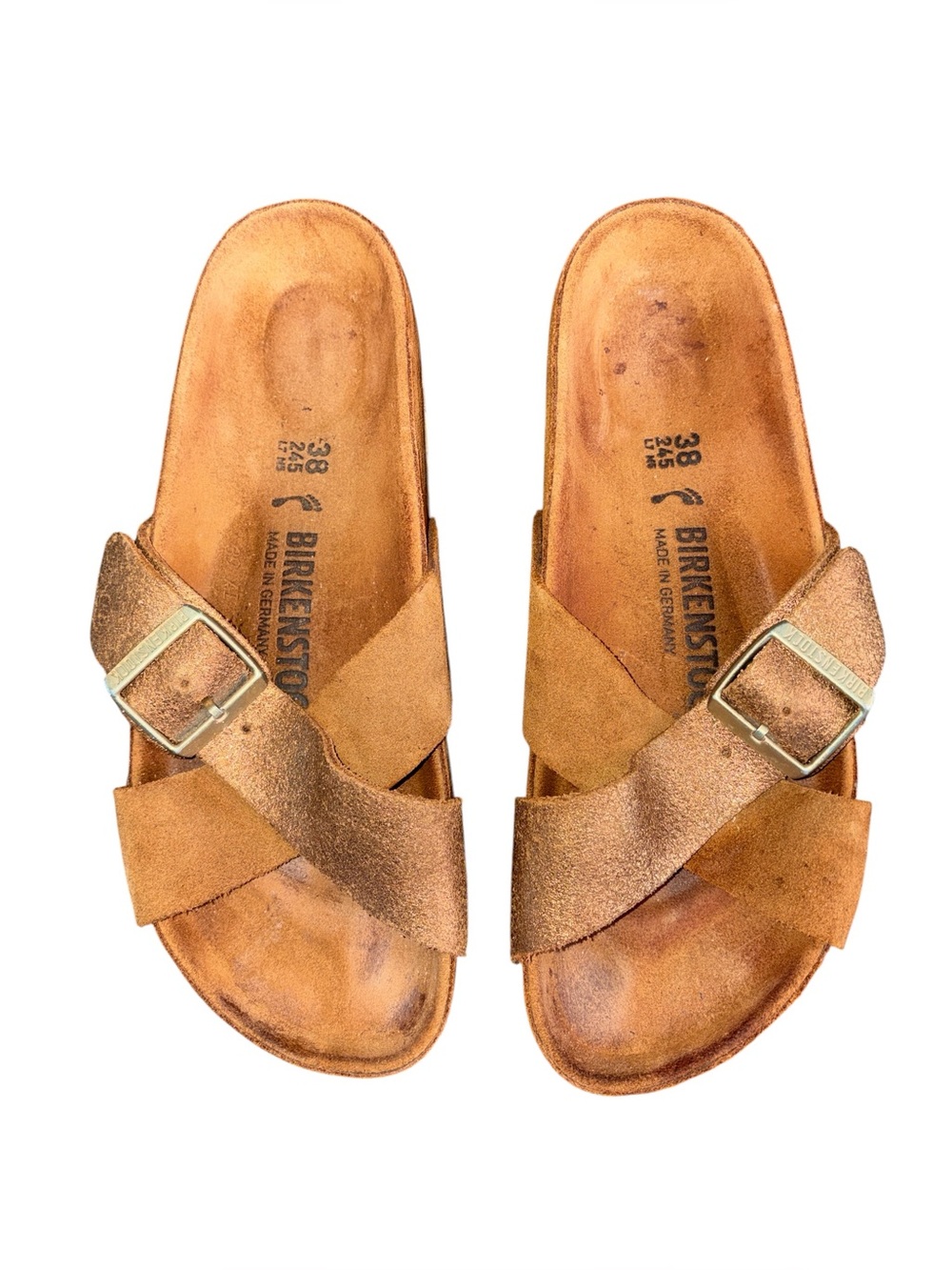 Birkenstock Siena Metallic Brown Gold Crossover Sandals 38 US 7-7.5 - Picture 3 of 9